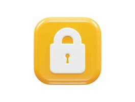 Security icon lock 3d vector rendering transparent element