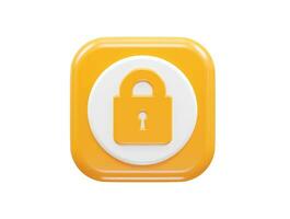 Security icon lock 3d vector rendering transparent element