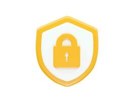 Security icon lock 3d vector rendering transparent element