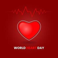 world heart day design template. modern,text, simple and red concept. used for poster, banner or greeting card vector