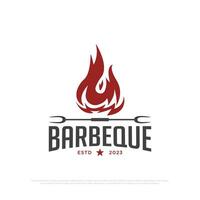 Hot grill barbecue logo design inspirations, vintage fire grill food and restaurant icon vector illustrations