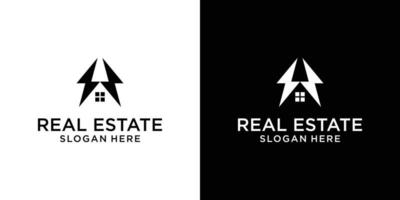 Home real estate lightning logo design template vector