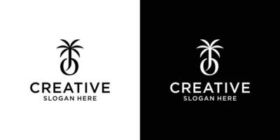 Monogram o j with palm tree Logo design concept vector