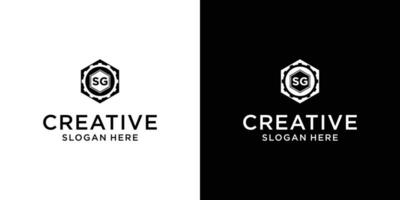 hexagon gear logo design concept vector