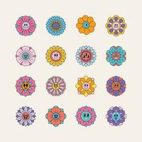 Vector Retro Groovy Flower Collection