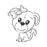 linda perro sentado dibujos animados estilo vector para colorante