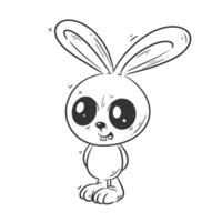 Cute rabbit standing in cartoon style vector for coloring