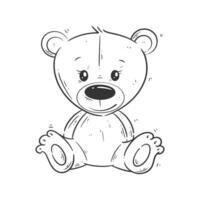 Cute bear design sitting for coloring vector