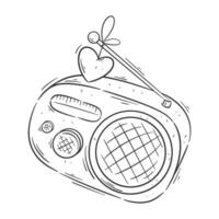 Hand drawn style radio design for coloring vector