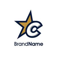 inicial C oro estrella logo vector