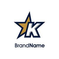 inicial k oro estrella logo vector