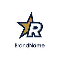 Initial R Gold Star Logo vector