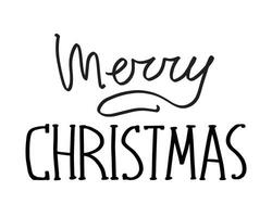 Christmas and New Year calligraphy phrase Merry Christmas. Vector black typography isolated on white background. Modern hand drawn lettering for greeting cards, posters, t-shirts etc.