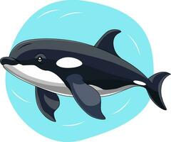 Cute Orca Cartoon On White Background vector