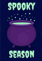 Spooky season. halloween Magic cauldron with potion. Halloween banner vector