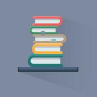 Pile of books in a flat style, isolated on a white background. Stack of books with bookmarks. Concept of learning. Vector illustration.