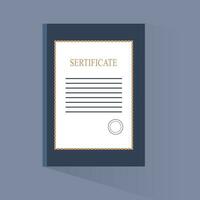 Vector certificate icon in a flat design on gray background.