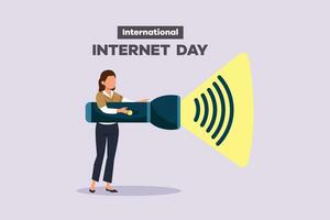 International internet day. Template design with hand drawing style. Colored flat vector illustration isolated.