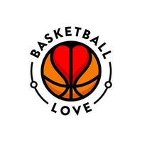 basketball sport love logo design vector