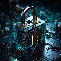 Cyber security it engineer working on protecting network against cyberattack from hackers on internet secure access background. photo