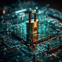 Cyber security it engineer working on protecting network from hackers on internet secure access. photo