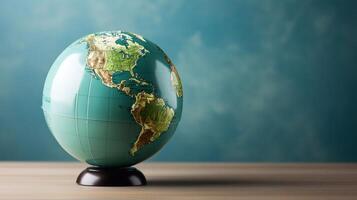 Earth globe design World globe abstract design with planet earth above Businessman. photo