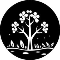 primavera - negro y blanco aislado icono - vector ilustración