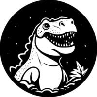 dino - negro y blanco aislado icono - vector ilustración