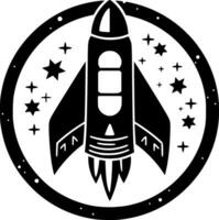 cohete - negro y blanco aislado icono - vector ilustración