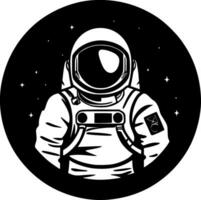 astronauta - negro y blanco aislado icono - vector ilustración