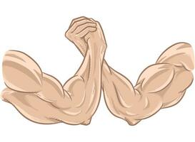 Arms Wrestling Muscular Pose Fighting Competition vector