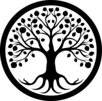 árbol - negro y blanco aislado icono - vector ilustración