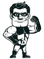 Silhouette Superhero Vigilante Mascot Flexing Arm vector