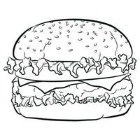 Sketch Cheese Hamburger Front View Doodle vector