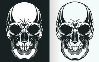 Vintage Human Skull Front View Silhouette vector