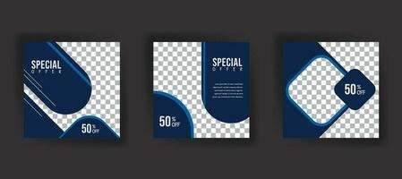 Set Of Digital business marketing banner for social media post template. Geometric Blue Color Background Theme. Suitable for social media posts and web advertising vector