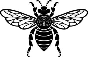 Bee, Black and White Vector illustration