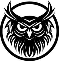 Owl, Black and White Vector illustration