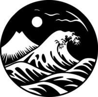 Ocean, Black and White Vector illustration