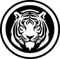 Tigre - negro y blanco aislado icono - vector ilustración