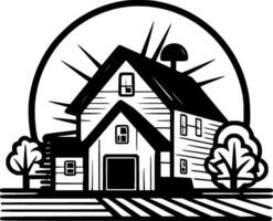 Farmhouse - Black and White Isolated Icon - Vector illustration