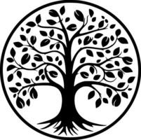 árbol - negro y blanco aislado icono - vector ilustración