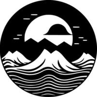 Ocean - Black and White Isolated Icon - Vector illustration