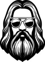 Hippie, Black and White Vector illustration