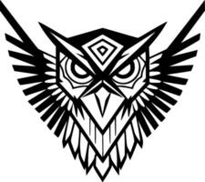 Owl, Black and White Vector illustration