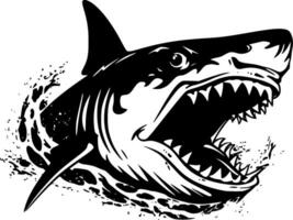 Shark, Black and White Vector illustration