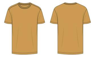 vista frontal y posterior de la plantilla de ilustración vectorial de camiseta de manga corta vector
