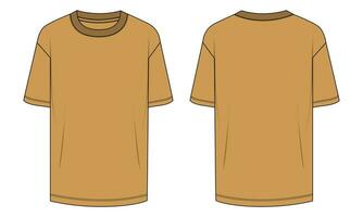 vista frontal y posterior de la plantilla de ilustración vectorial de camiseta de manga corta vector