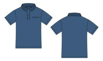 Short sleeve polo shirt vector illustration template front and back views