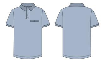 Short sleeve polo shirt vector illustration template front and back views